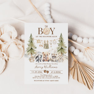 Woodland Adventure Oh Boy Baby shower Invitation
