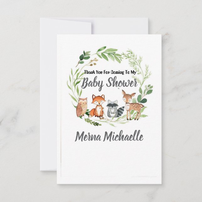woodland animal  baby shower invitation (Devant)