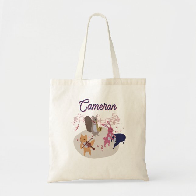 Woodland Animal Band Personalized Tote Bag (Devant)