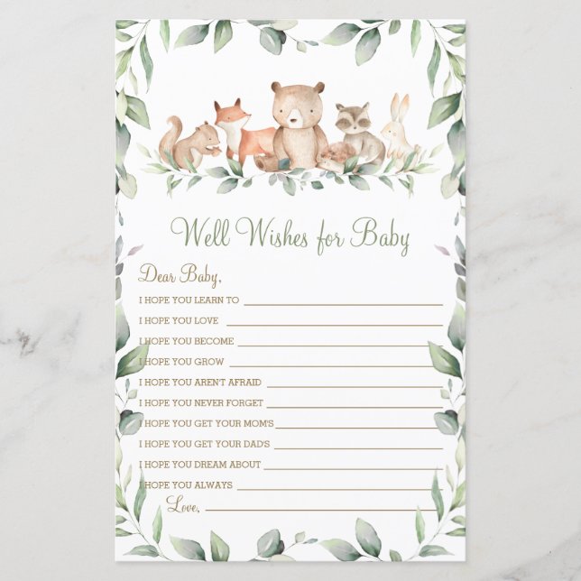 Woodland Animal Greenerife Bien Voeux pour Baby Ga (Devant)