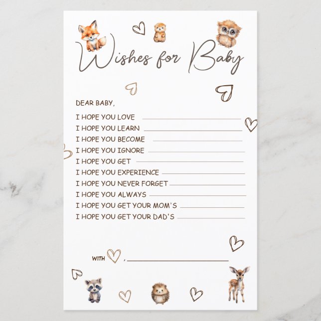 Woodland Animal Thème des voeux pour bébé (Devant)