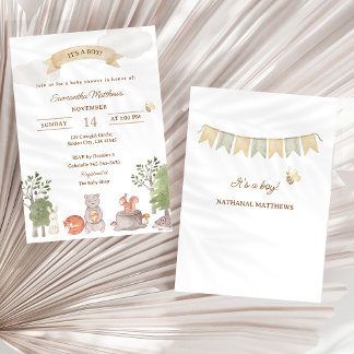 Woodland Animals Baby Shower Invitation