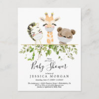 Woodland Animals Greenery Baby Shower Invitation