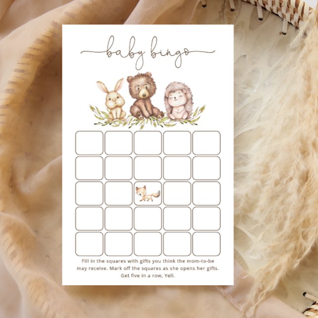 Woodland Animaux Baby shower Jeu de Bingo (Créateur téléchargé)
