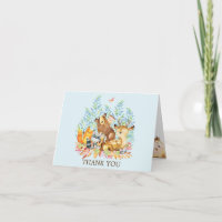 Woodland Animaux Baby shower Merci Note
