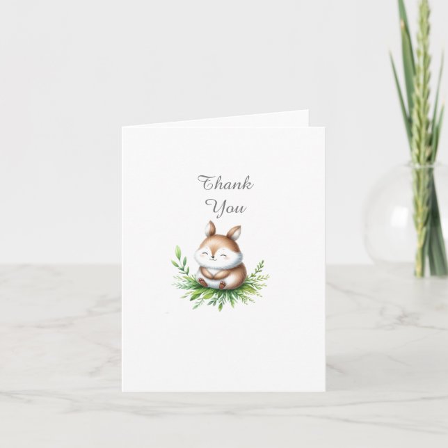 Woodland Animaux Baby shower Merci Note Card (Devant)