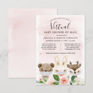 Woodland Animaux Baby shower virtuel Invitations f