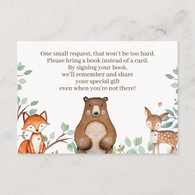 Woodland Animaux Baby showers Livres pour cartes p (Devant)