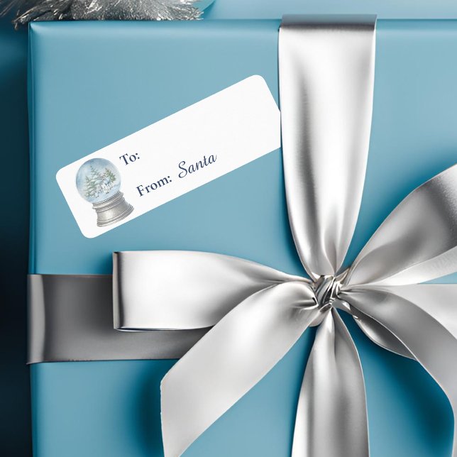 Woodland Animaux Globe de neige Étiquette cadeau d (woodland creatures snow globe christmas gift sticker)