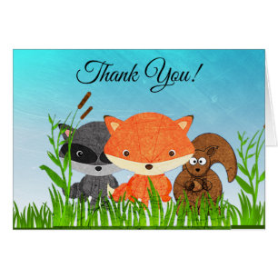 Woodland Animaux Merci Cartes