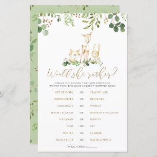 Woodland Animaux Voudrait-Elle Plutôt Baby shower 