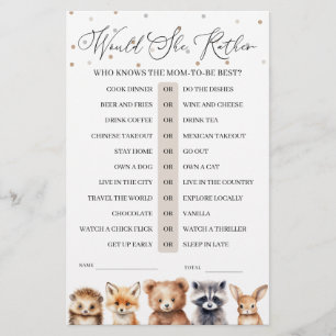 Woodland Animaux Voudrait-Elle Plutôt Baby shower