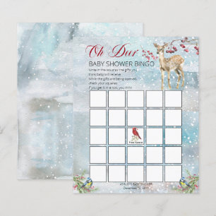 Woodland Animaux Winter Boy Baby shower Bingo Card