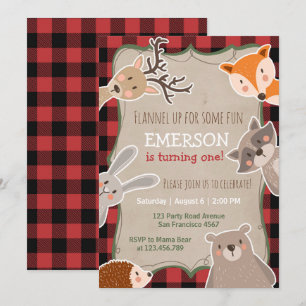 Woodland Anniversaire Invitation Lumberjack Fox Ou
