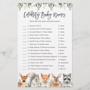 Woodland Baby shower Celebrity Baby Names Jeu