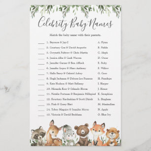 Woodland Baby shower Celebrity Baby Names Jeu