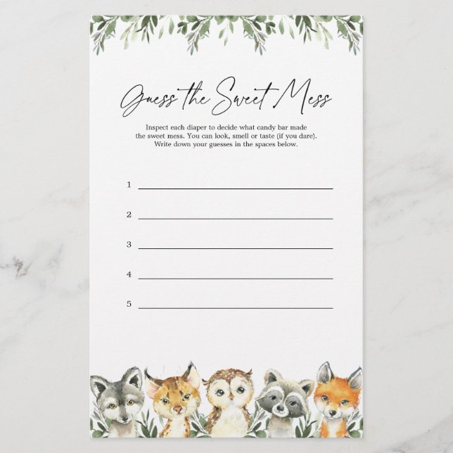 Woodland Baby shower Devine Le Jeu Sweet Mess (Devant)