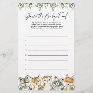 Woodland Baby shower Devine The Baby Food Game