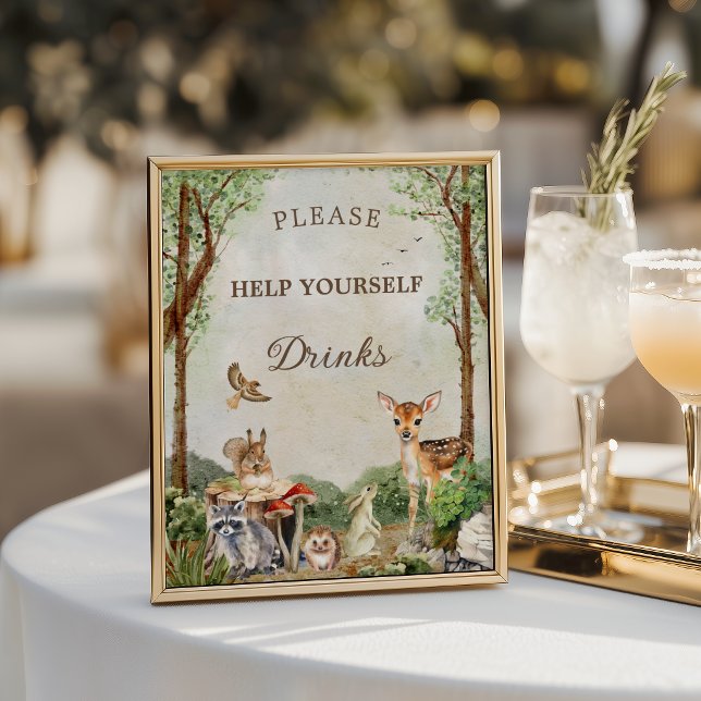 Woodland Baby Shower Drinks Station Poster (Créateur téléchargé)