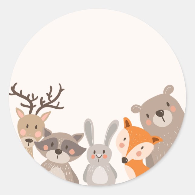 Woodland baby shower faveur tag Sticker Animaux Fo (Devant)