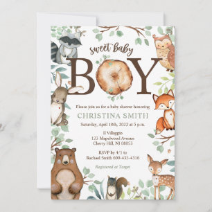Woodland Baby Shower Invitations pour un garçon