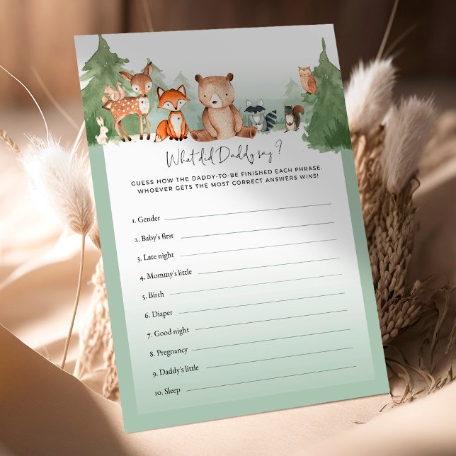Woodland Baby shower Jeu Qu'A Dit Papa ? (Créateur téléchargé)