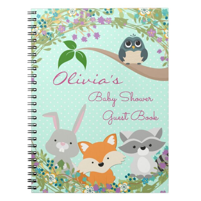 Woodland Baby shower livre d'invités et de cadeaux (Devant)