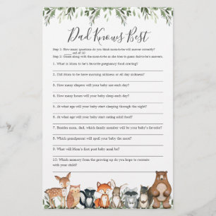 Woodland Baby shower Papa connaît le meilleur jeu