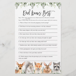 Woodland Baby shower Papa connaît le meilleur jeu