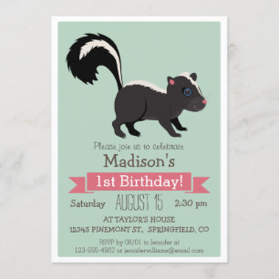Woodland Baby Skunk Invitation de fête d'anniversa