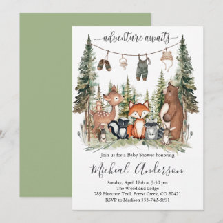 Woodland Boy Baby Shower Invitation