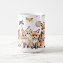 Woodland Bunnies Fox Wolf Coffee Mug