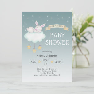 Woodland Bunny Stars Baby shower Invitation