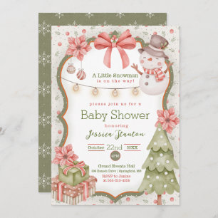 Woodland Christmas Snowman Baby shower Invitation