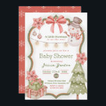 Woodland Christmas Snowman Baby shower Invitation<br><div class="desc">Cette invitation s'adresse au baby shower d'aquarelle sur le thème des animaux de bois de neige.</div>