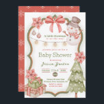 Woodland Christmas Snowman Baby shower Invitation<br><div class="desc">Cette invitation s'adresse au baby shower d'aquarelle sur le thème des animaux de bois de neige.</div>