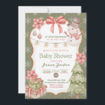 Woodland Christmas Snowman Baby shower Invitation<br><div class="desc">Cette invitation s'adresse au baby shower d'aquarelle sur le thème des animaux de bois de neige.</div>