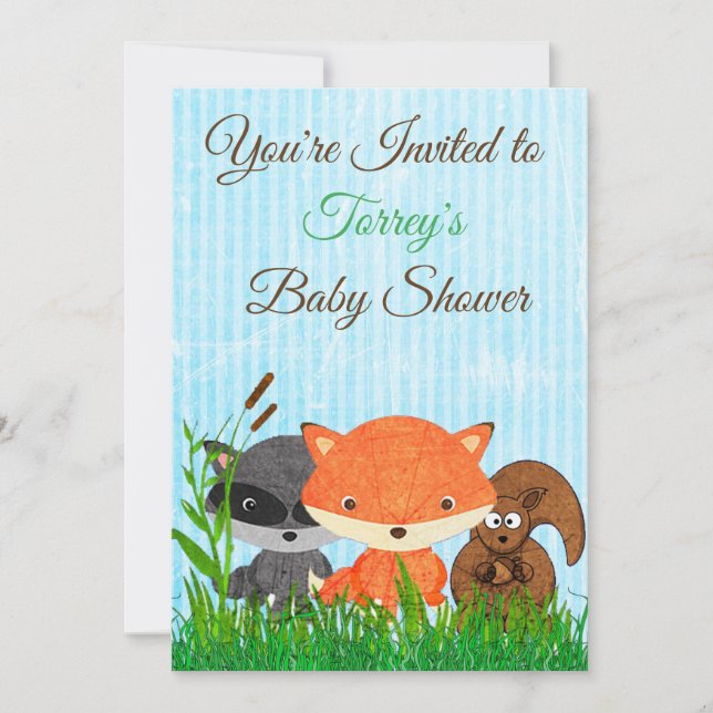 Woodland Créatures Baby shower Invitation (Devant)