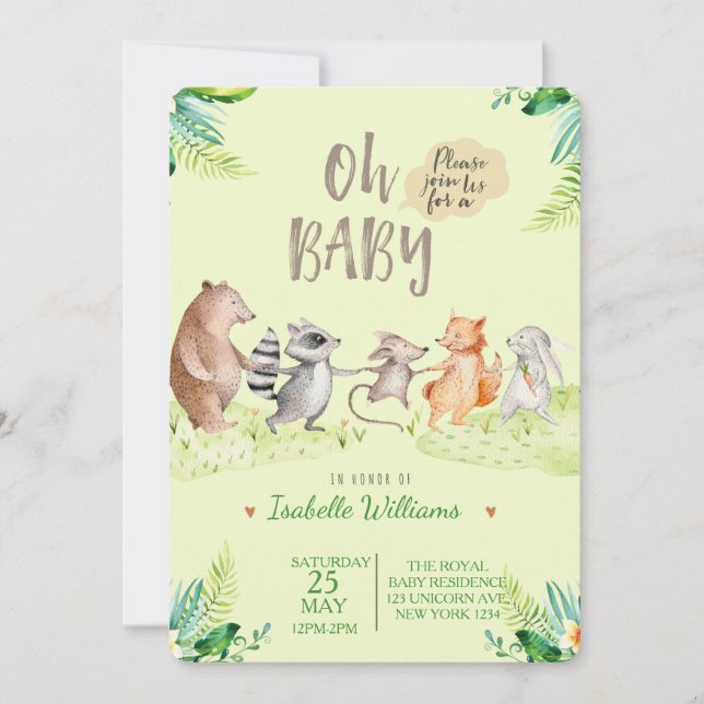 Woodland Dancing Friends Baby shower Invitation (Devant)