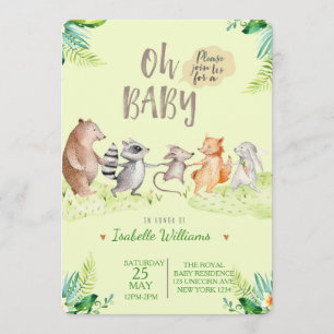 Woodland Dancing Friends Baby shower Invitation