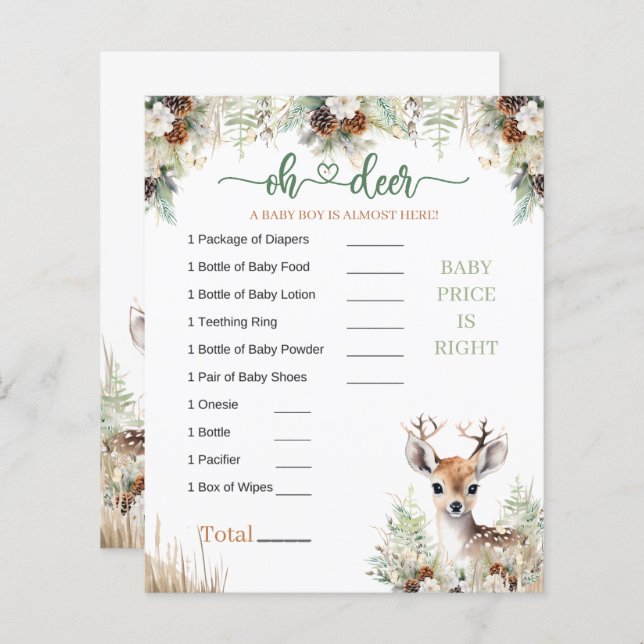 Woodland Deer Baby shower Jeu de garçon (Devant / Derrière)