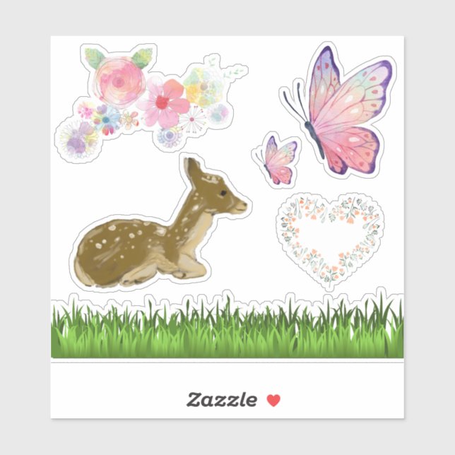 Woodland Floral Butterflies Scrapbook Stickers (Feuille)