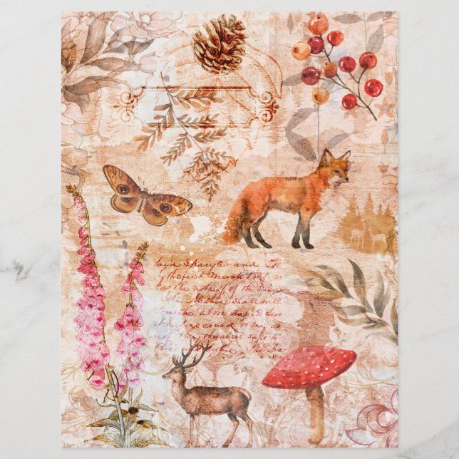 Woodland Forest Animaux Livre Vintage (Devant)