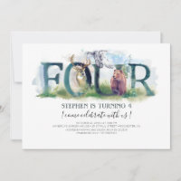 Woodland Four - 4th Birthday Invitation