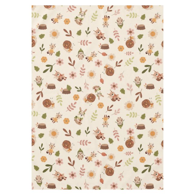 Woodland Fox Automne Thème Nappe Neutre (Devant)