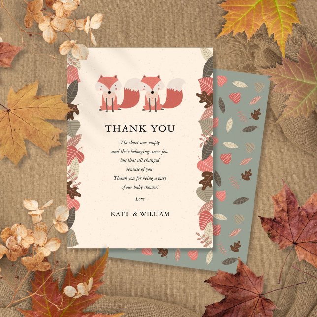 Woodland Fox Twins Baby shower Merci poème (Woodland Fox Twins Baby Shower Thank You Poem)