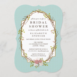 Woodland Garden Wreath Invitation de la douche nup
