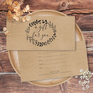 Woodland Garland Rustic Kraft Certificat cadeau