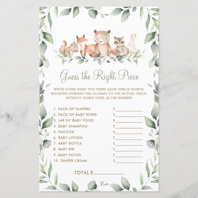 Woodland Greenery devine le bon prix jeu de bébé (Devant)