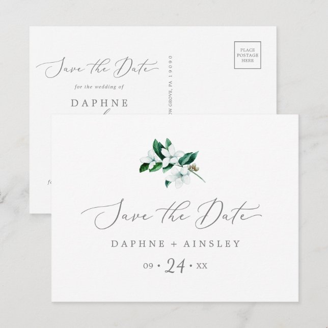 Woodland Greenery Enregistrer la date Carte postal (Devant / Derrière)